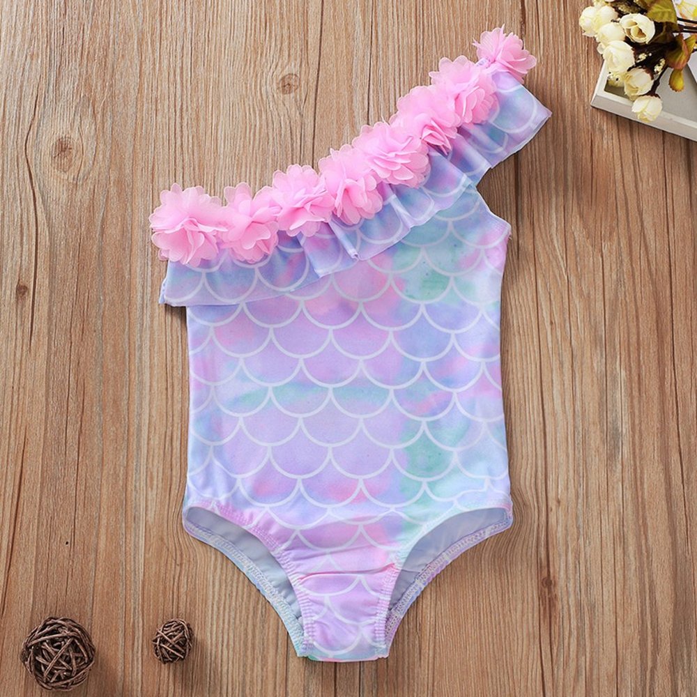 Mermaid Girls Purple Ruffle Swimsuit